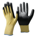 NMSAFETY Hight quality U3 poliéster recubierto de guantes de trabajo de nitrilo negro